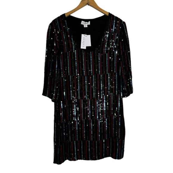 Anthropologie Velvet By Graham  Elisa Retro Sequin Drape Dress Size‎ Small - Picture 2 of 14